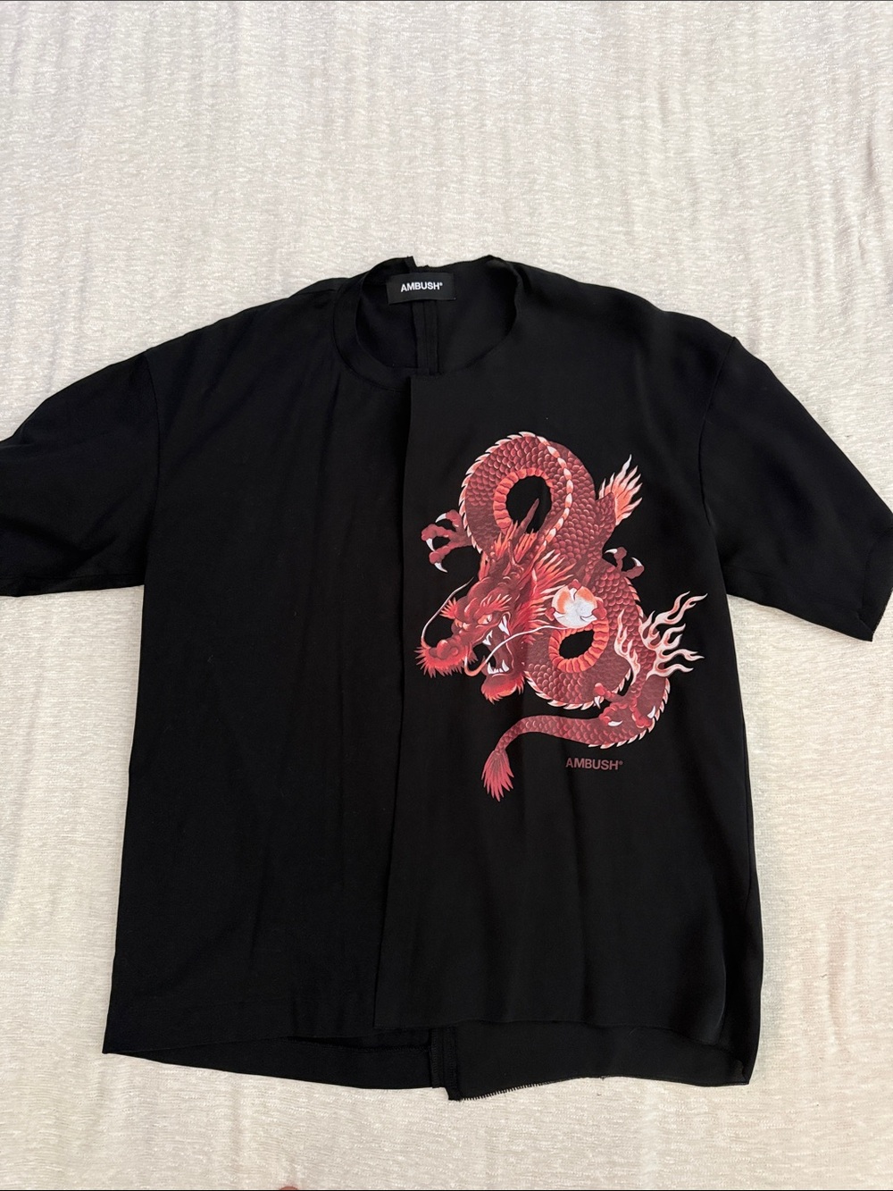 AMBUSH® Black Short-Sleeve Tee with Red Dragon Print